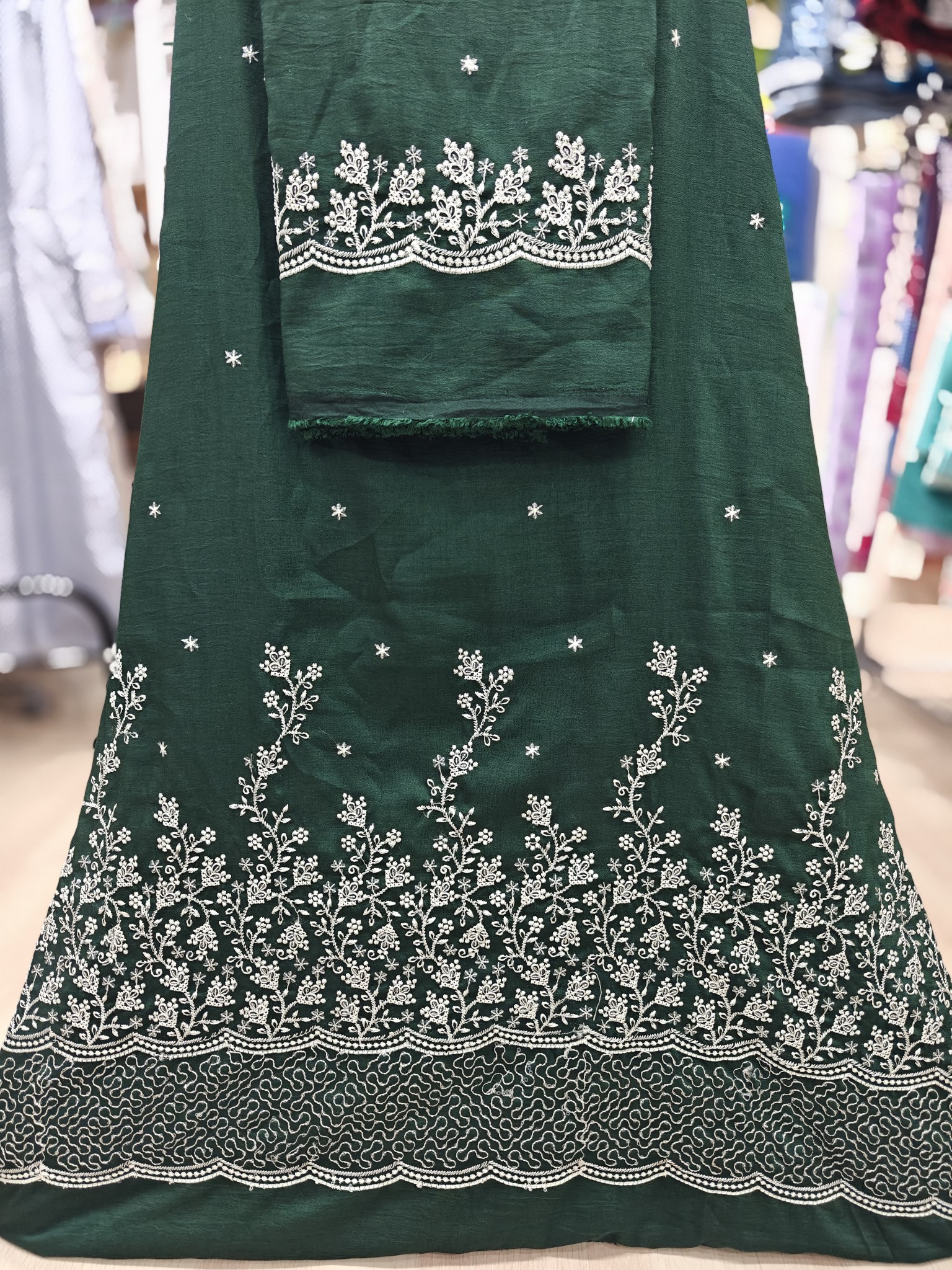 Embroidered Bottle Green Rida Embroidered Bottle Green Rida